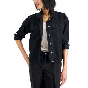 Style & Co Women's Cinch-Hem Utility Jacket in Black Size XL